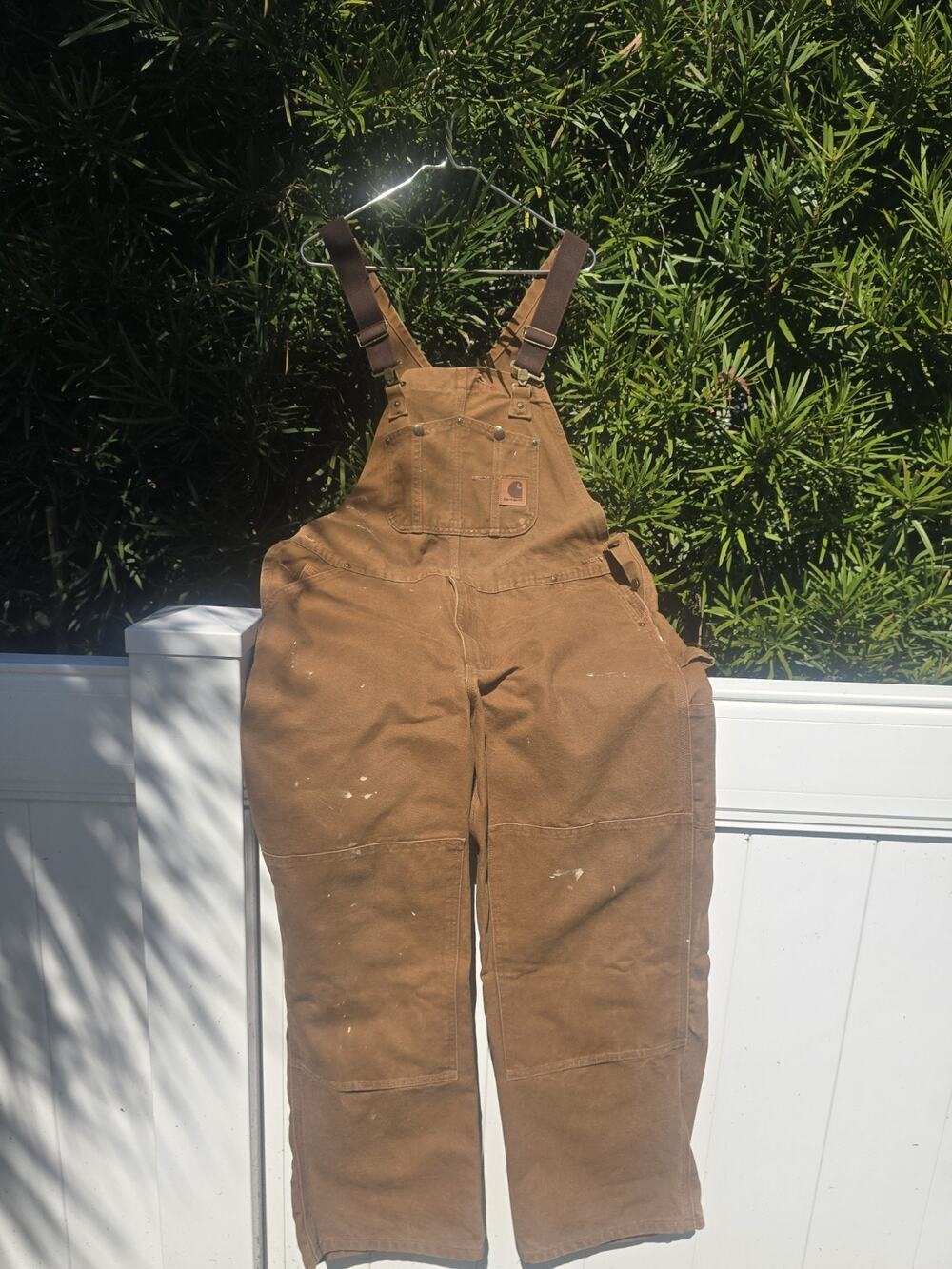 Vintage Carhartt Double Knee Duck Unlined Bib Overalls USA thrashed 38 X 30 Bibs